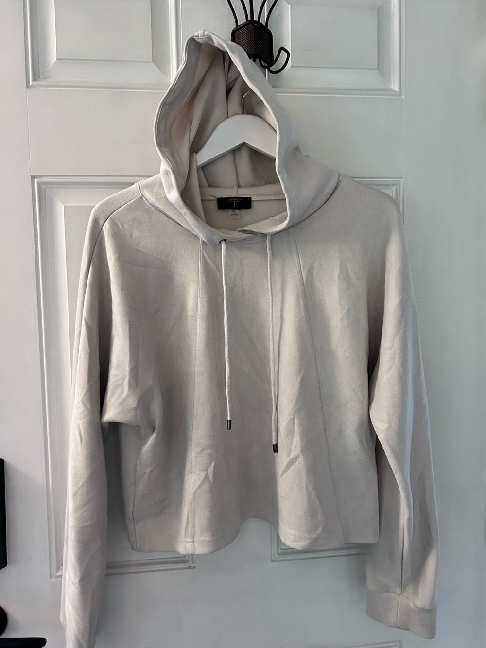 Tahari Light Gray Hooded Pullover Sweatshirt